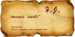 Hevesi Jenő névjegykártya